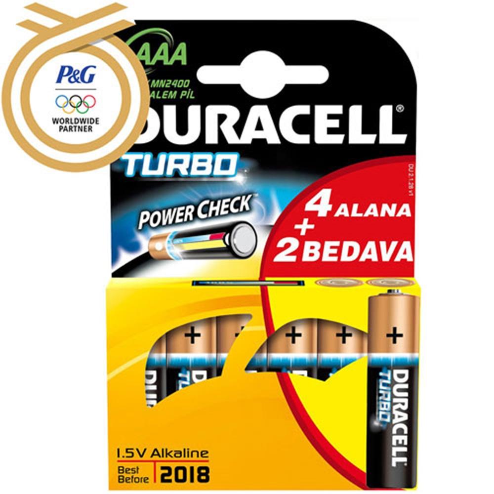 Duracell Turbo AAA Size 4+2 İnce Kalem Pil (İ)