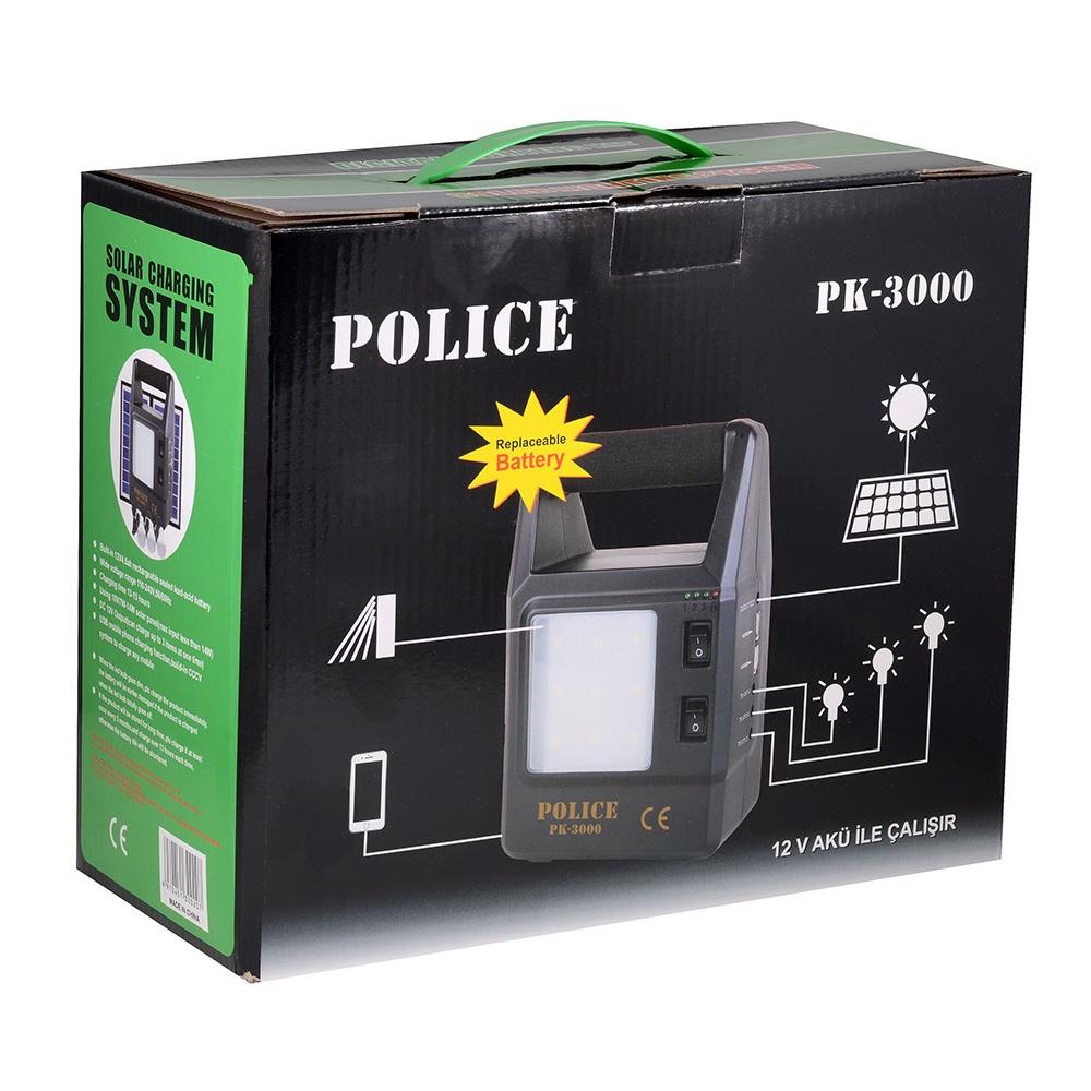 Police PK-3000 Işıldak Solar Panelli Güç Kaynağı
