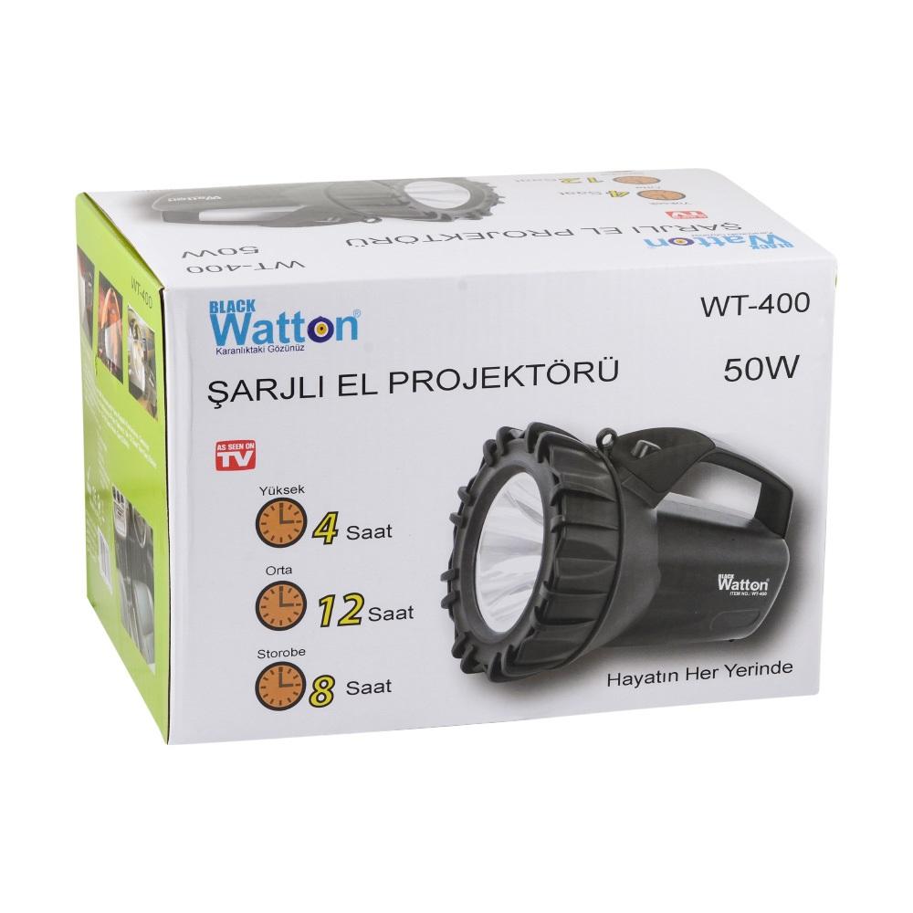 Watton WT-400 Şarjlı 50W Projektör Fener