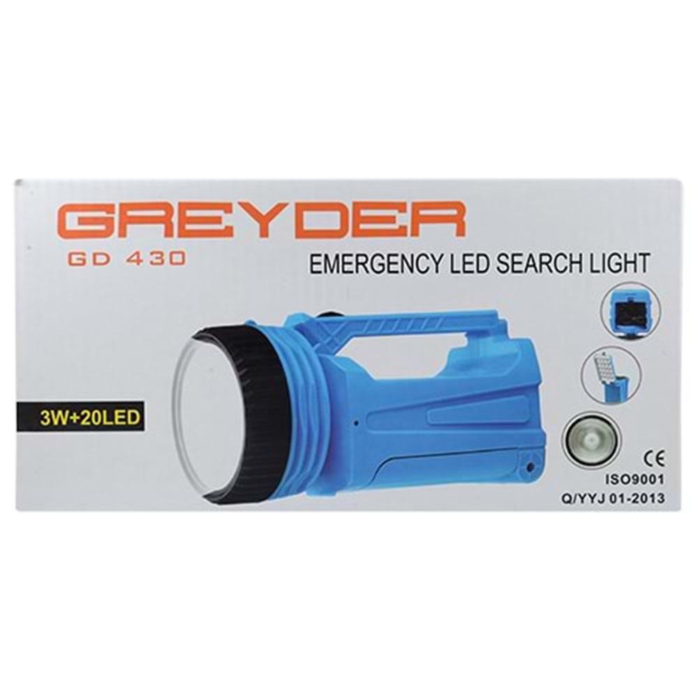 Greyder GD-430 3W+20 Ledli Projetör Feneri