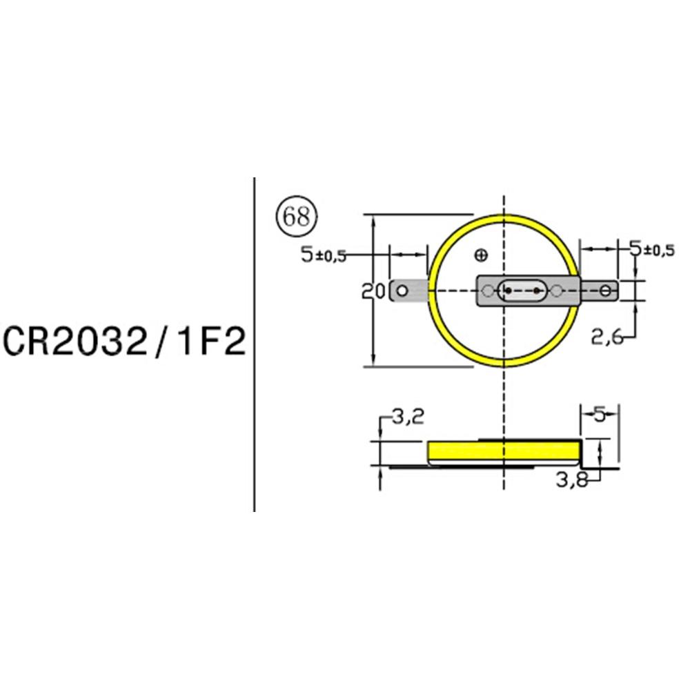 Power-Xtra CR2032 (68) 1F2 Pin Dik 3V Lithium Pil (Dikey)
