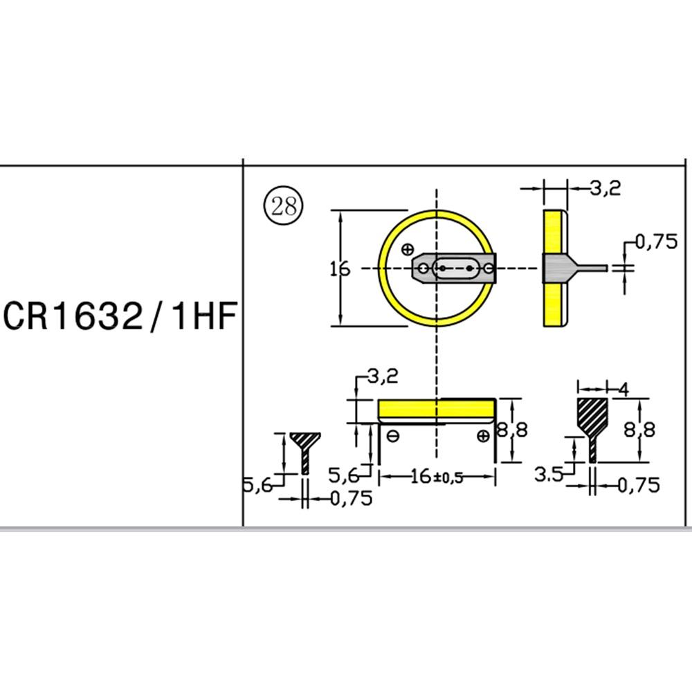 Power-Xtra CR1632/1HF (28) 2 Pin 3V Lithium Pil (Yatay)