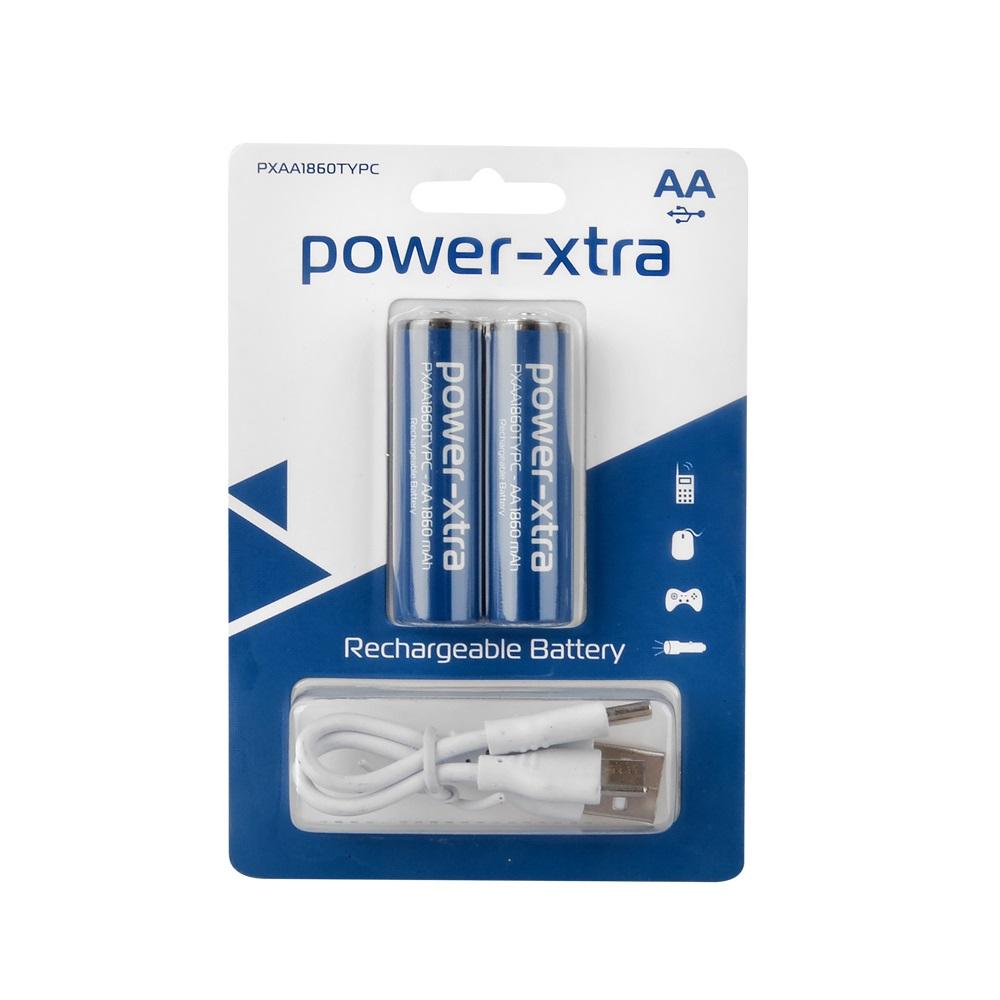 Power-Xtra PXAA1860TYPC - AA - 1.5V 1860 mAh Lityum Şarjlı Pil - Type C - 2li Blister