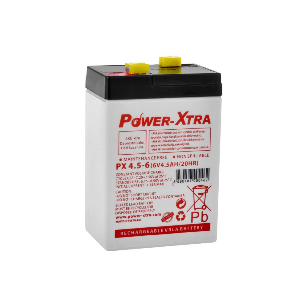 Power-Xtra PX4.5-6 - 6V 4.5 Ah Bakımsız Kuru Akü - F1