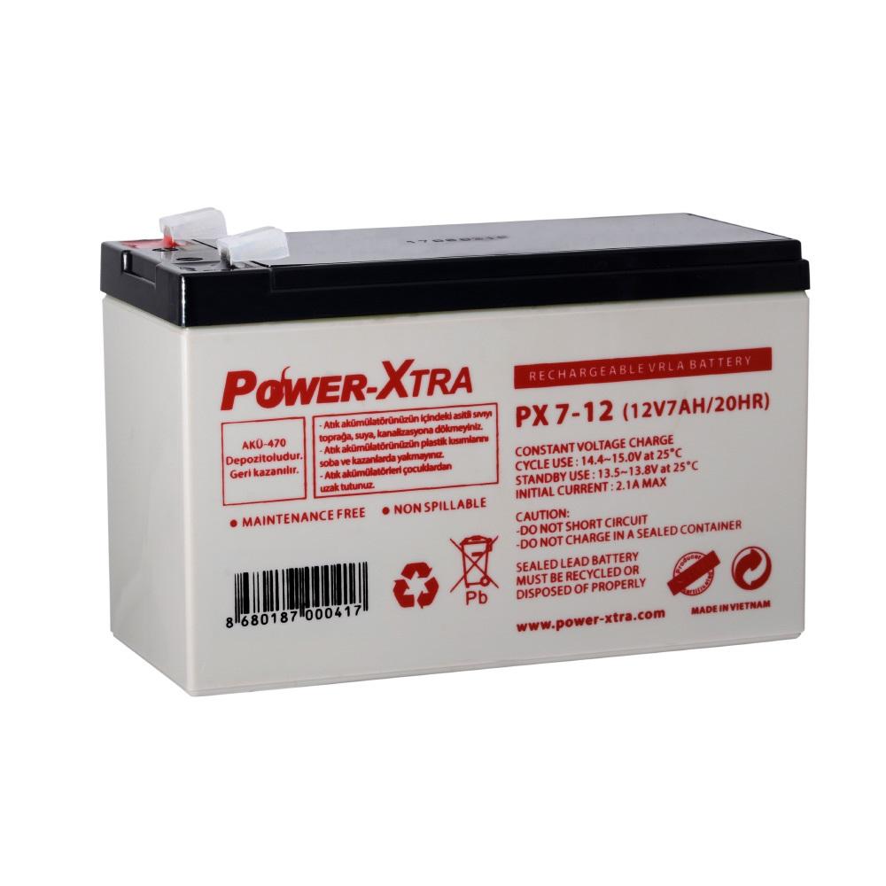 Power-Xtra PX7-12(28W)F2 - 12V 7 Ah Bakımsız Kuru Akü -F2