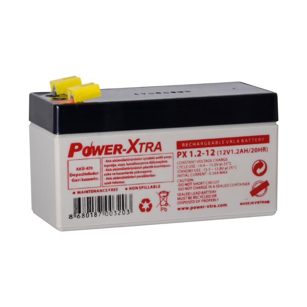 Power-Xtra PX1.2-12 - 12V 1.2 Ah Bakımsız Kuru Akü -F1
