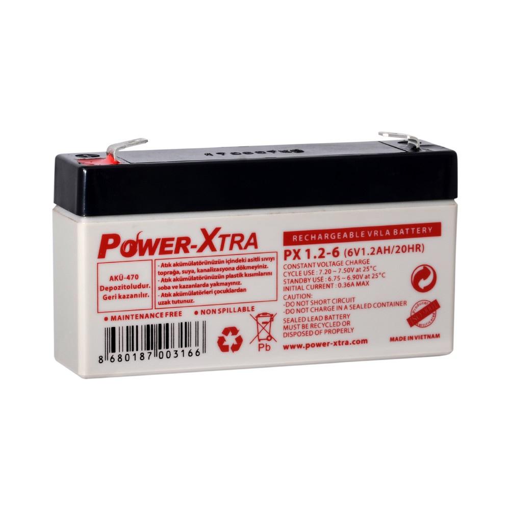 Power-Xtra PX1.2-6 - 6V 1.2 Ah Bakımsız Kuru Akü - F1