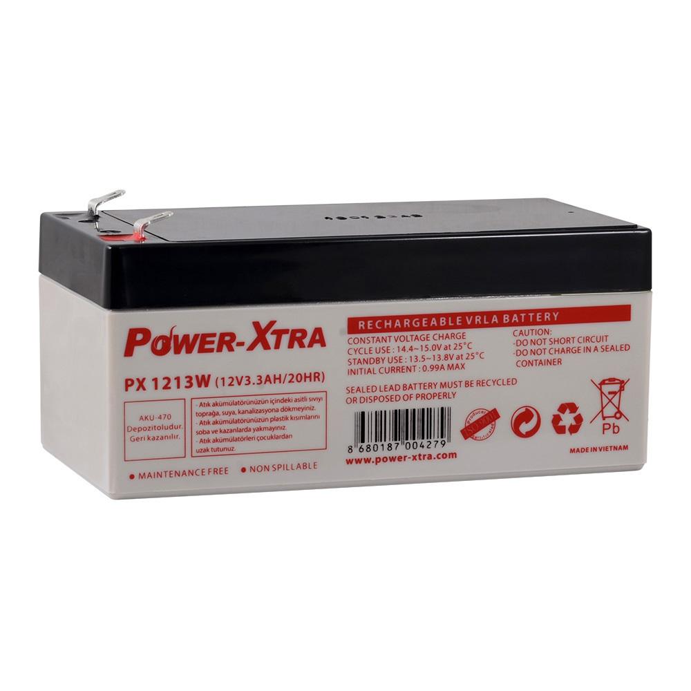 Power-Xtra PX1213W - 12V 3.3 Ah Bakımsız Kuru Akü -F1