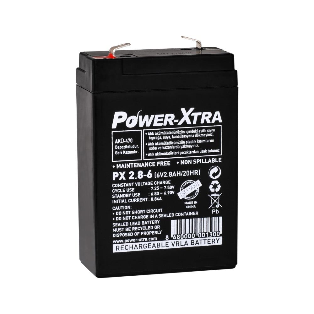 Power-Xtra PX2.8-6 - 6V 2.8 Ah Bakımsız Kuru Akü