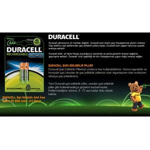 Duracell 1.2V 800 Mah AAA Size Şarjlı Pil 2Li Precharged