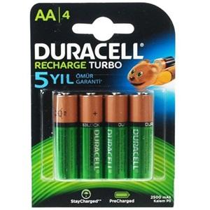 Duracell 1.2V 2500 Mah AA Size Şarjlı Kalem Pil 4lü Blister (İ)