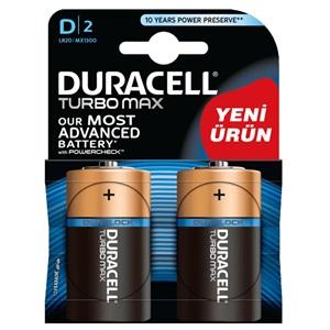 Duracell Turbo Max D Size Büyük Boy Alkalin Pil 2li Blister (İ)