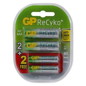 GP Recyko 2x2100 mAh AA + 2x850 mAh AAA Size Ni-Mh Pil 2+2 Blister