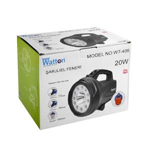 Watton WT-406 20W Led Şarjlı Projektör Fener