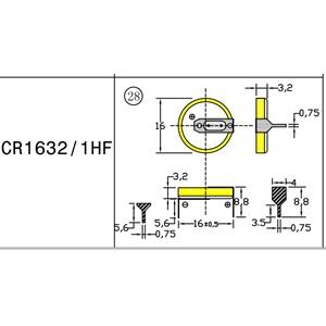Power-Xtra CR1632/1HF (28) 2 Pin 3V Lithium Pil (Yatay)