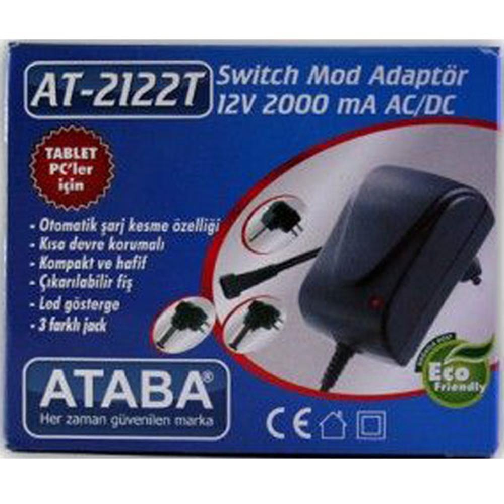 Ataba AT-2122T 12V 2000Mah Switch Mode Adaptör Üç Jacklı