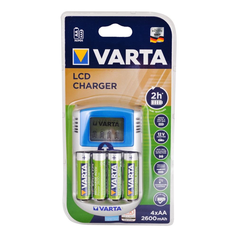 Varta 57070 LCD 4x2600 AA Pilli + 12V + USB Pil Şarj Cihazı