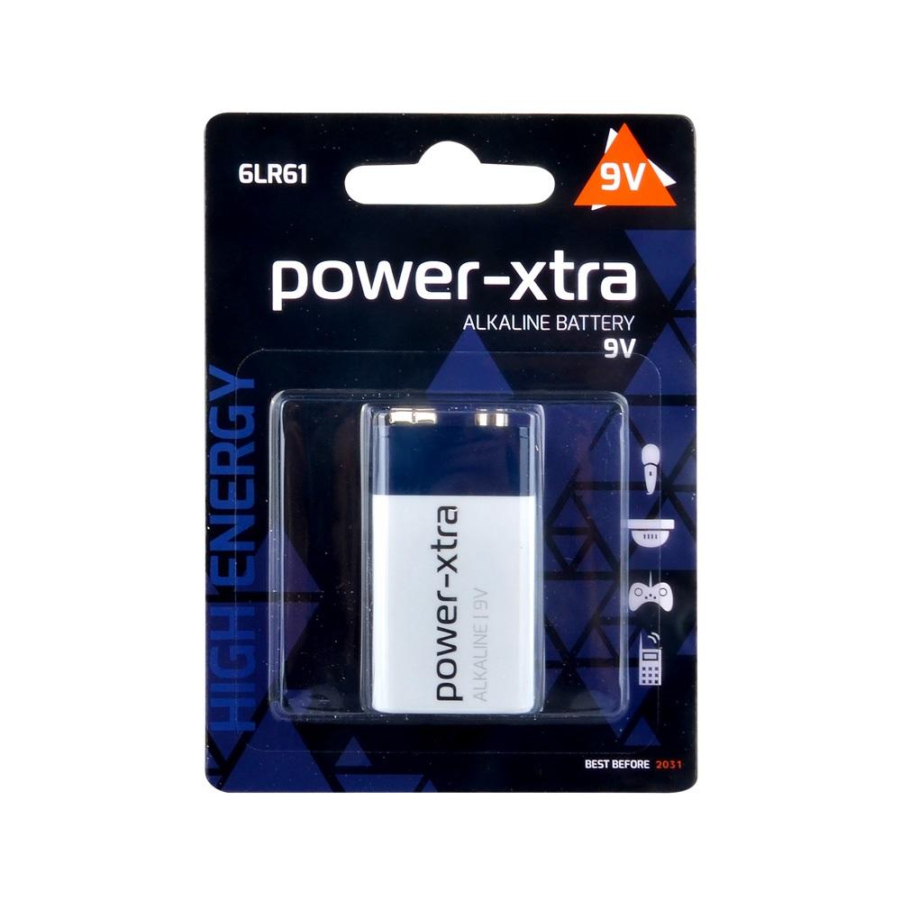 Power-Xtra 6LR61/9V Size Alkaline Pil - Tekli Blister