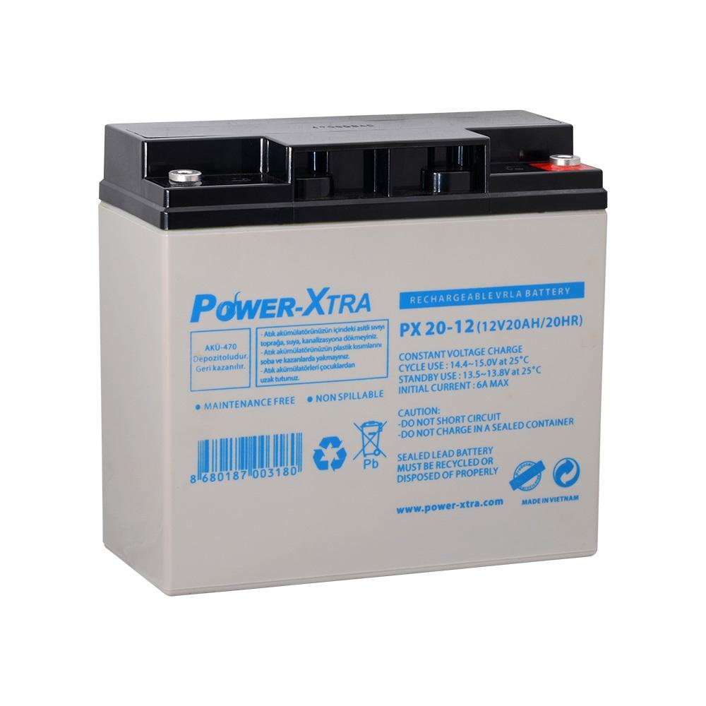 Power-Xtra PX20-12NE F6 /12V 20 Ah Elektrikli Bisiklet Aküsü (F6/Vidalı)